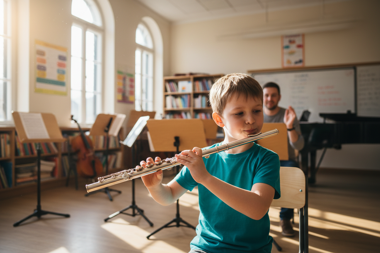 5 Images of children or adults playing the flute