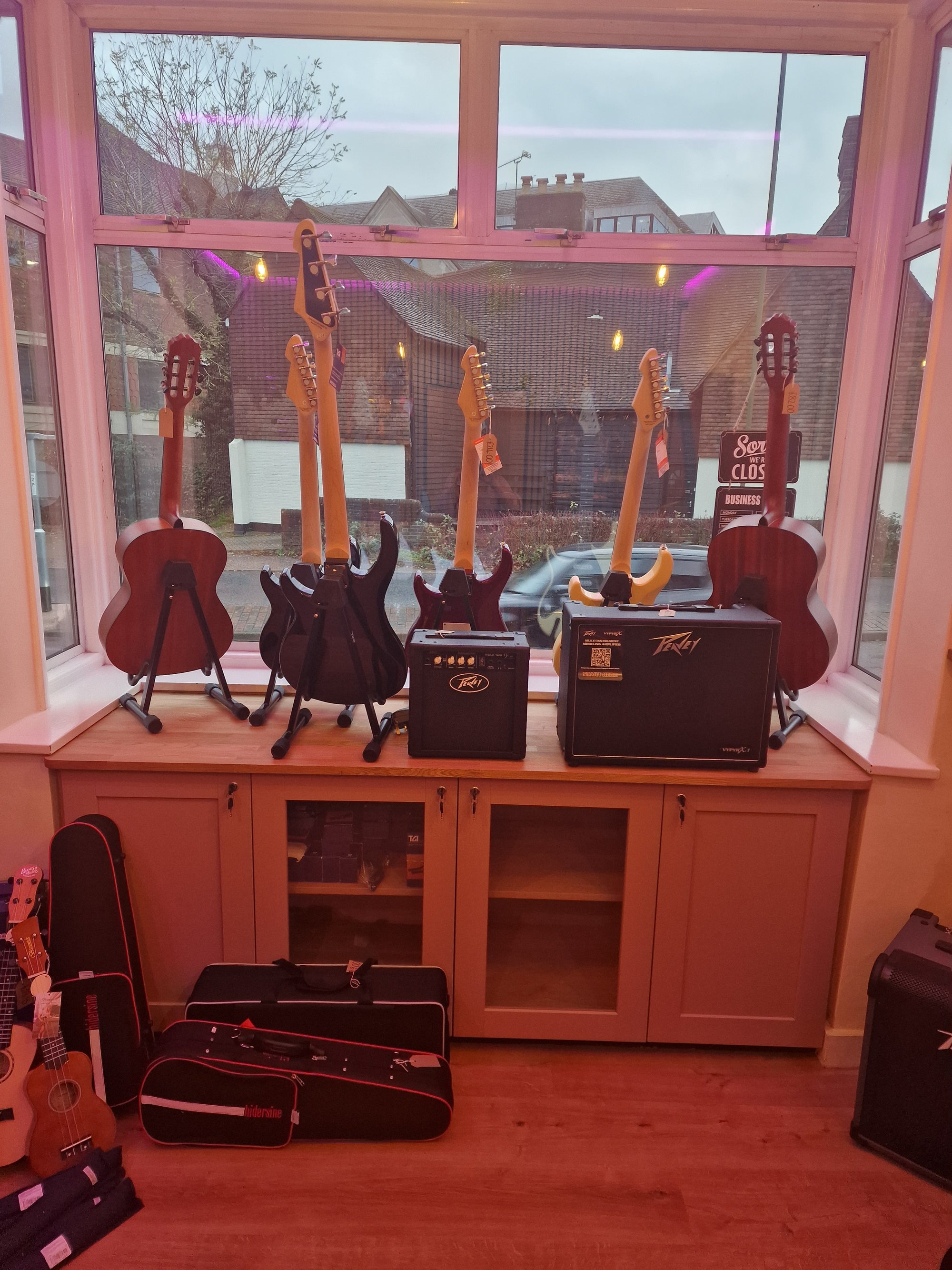 derosa music horsham shop front window inside